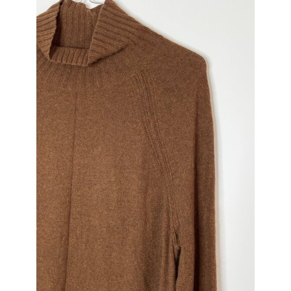 White + Warren 100% Cashmere Mock Neck Knit Ribbed Brown Sweater Long Sleeve L - Picture 4 of 9